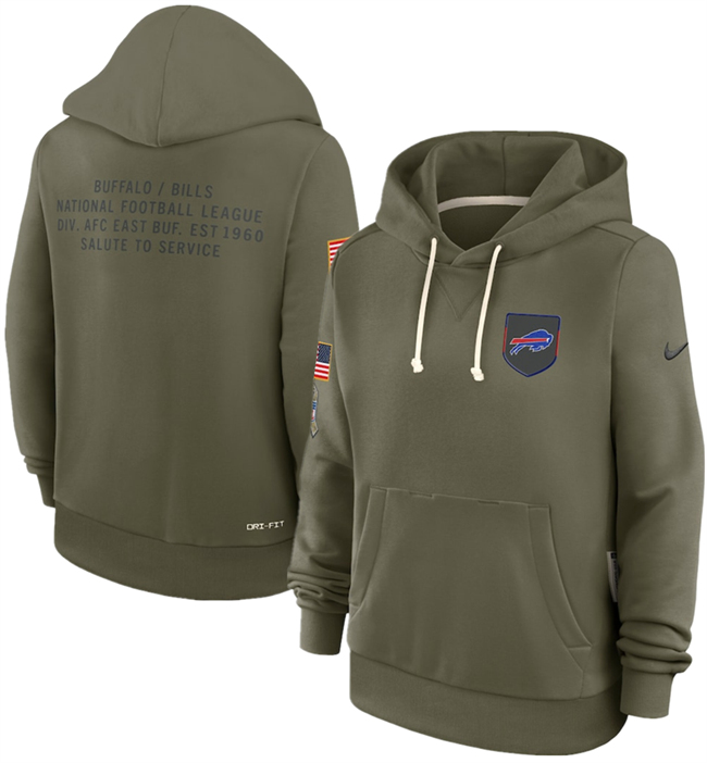 Women's Olive Buffalo Bills 2025 Salute to Service Sideline Standard Issue Dri-FIT Hoodie(Run Small)